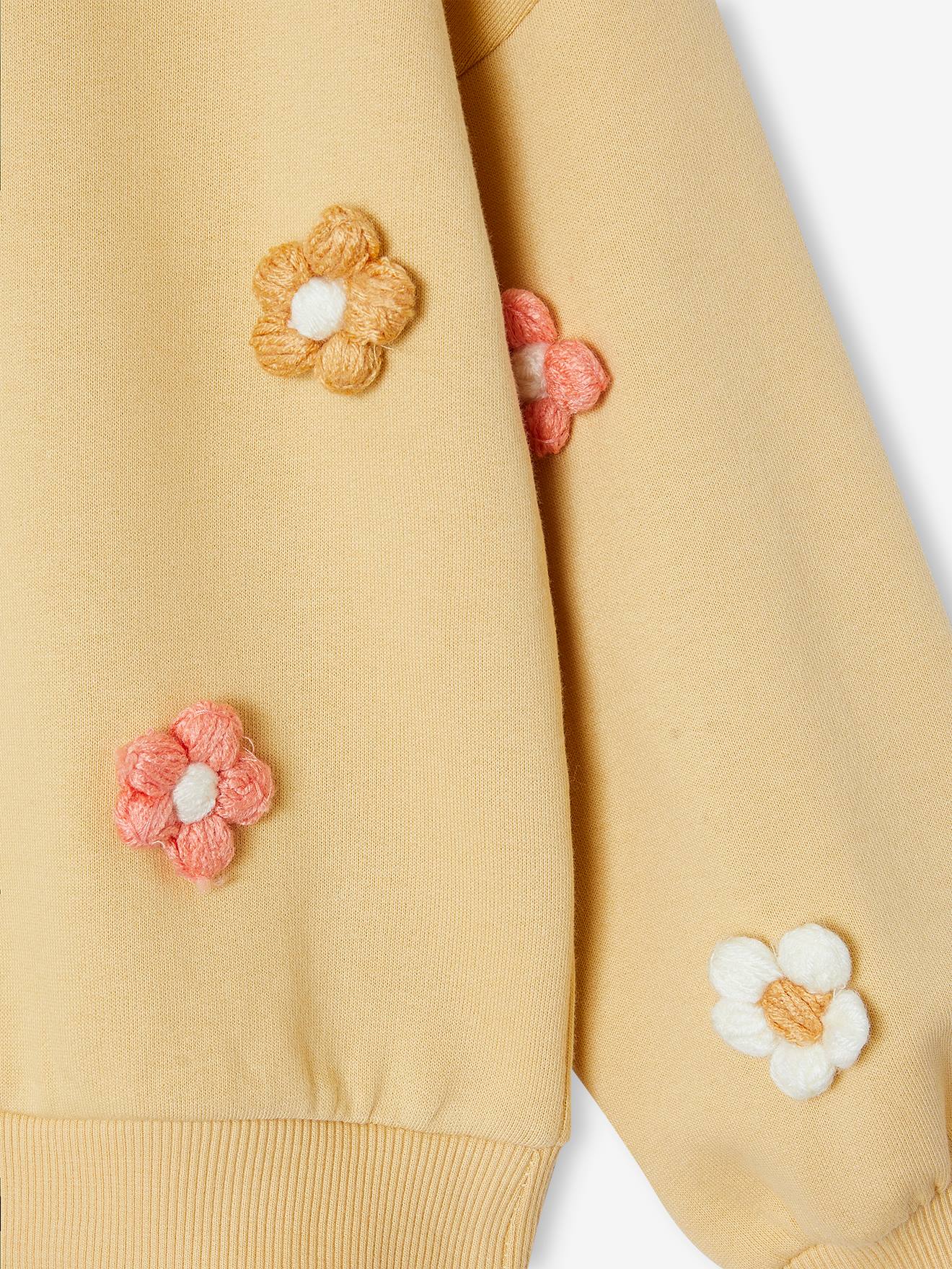 Thumbnail - Mädchen Sweatshirt mit 3D-Blumen und Recycling-Polyester