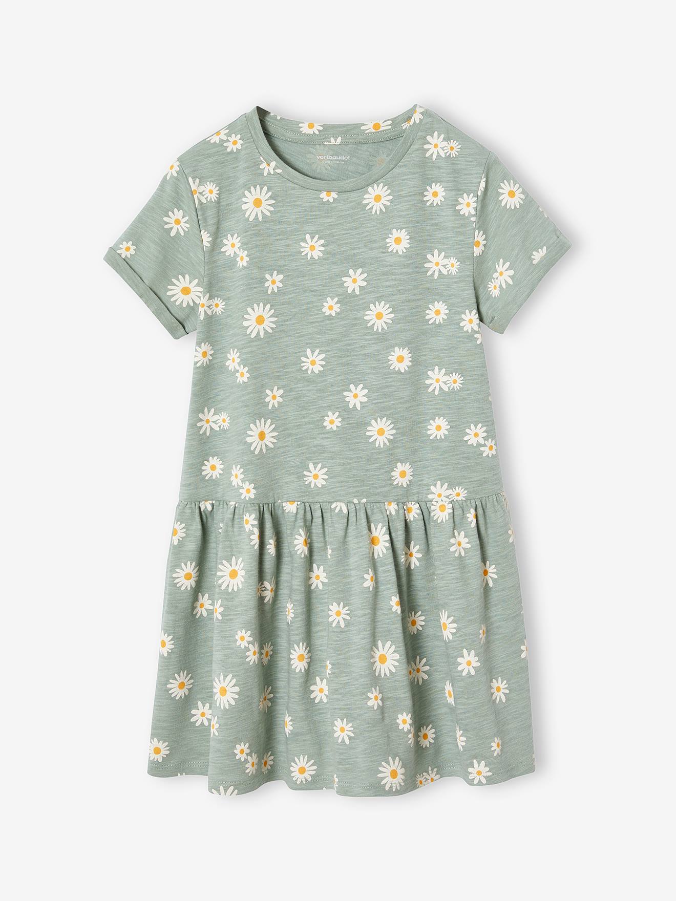 Mädchen Shirtkleid BASIC salbei margeriten