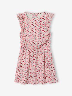 Maedchenkleidung-Kleider-Bedrucktes Mädchen Jerseykleid mit Volantärmeln