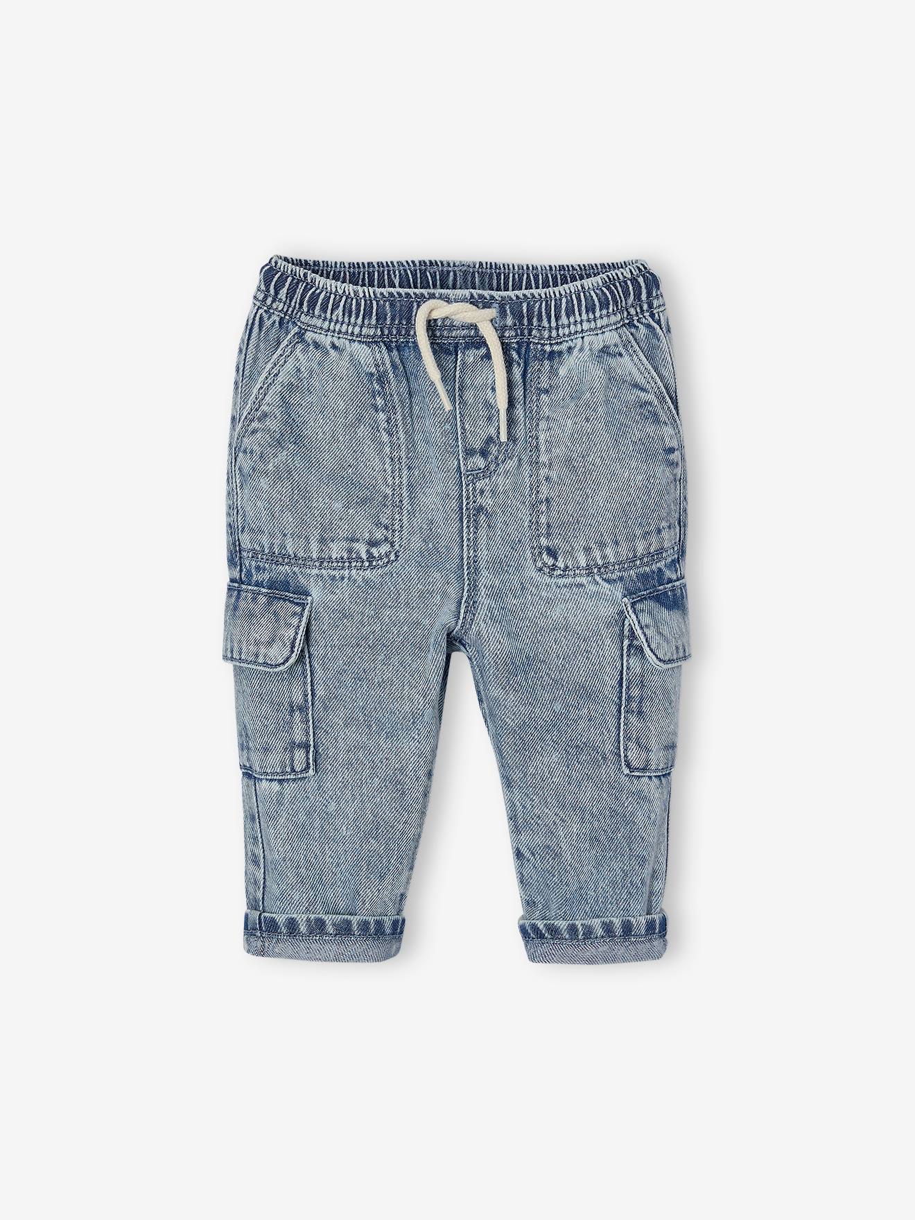 Baby Cargojeans mit Dehnbund hellblau Gr. 92/98 von vertbaudet