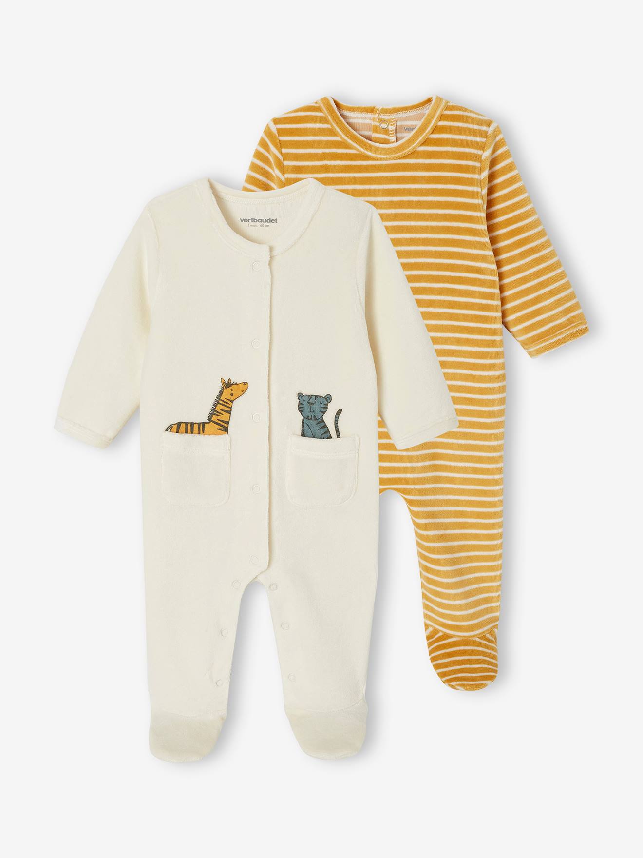 2er-Pack Baby Samt-Strampler mit Recycling-Polyester
