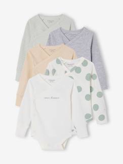 Babymode-Bio-Kollektion: 5er-Pack mitwachsende Baby Wickelbodys, Langarm