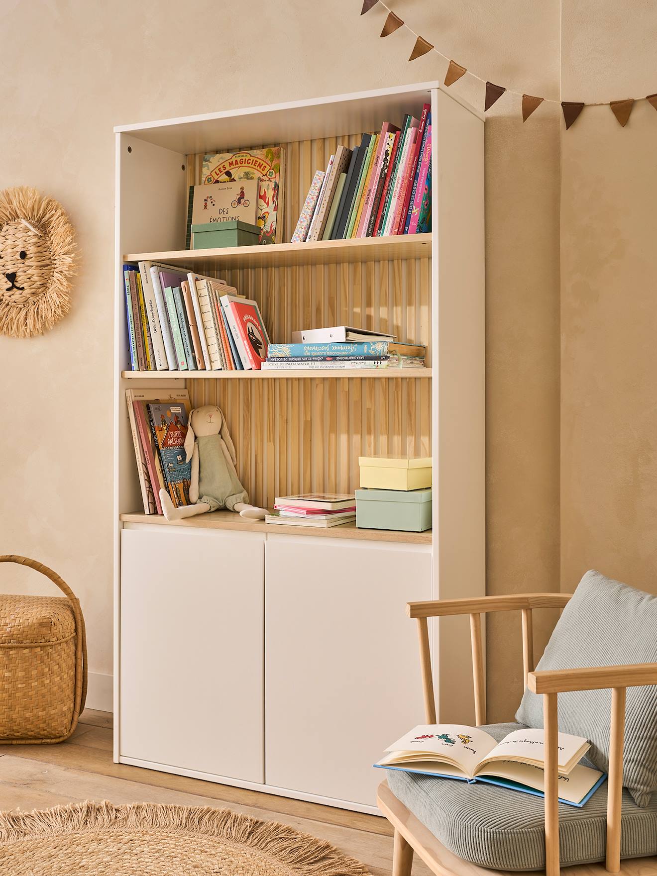 Vertbaudet Kinderzimmer Bücherregal Paneel Weiß Einheitsgröße