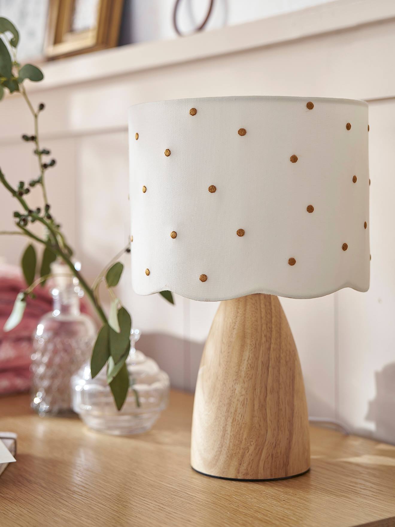 Nachttischlampe mit Punkten-Stickerei Kinderzimmer