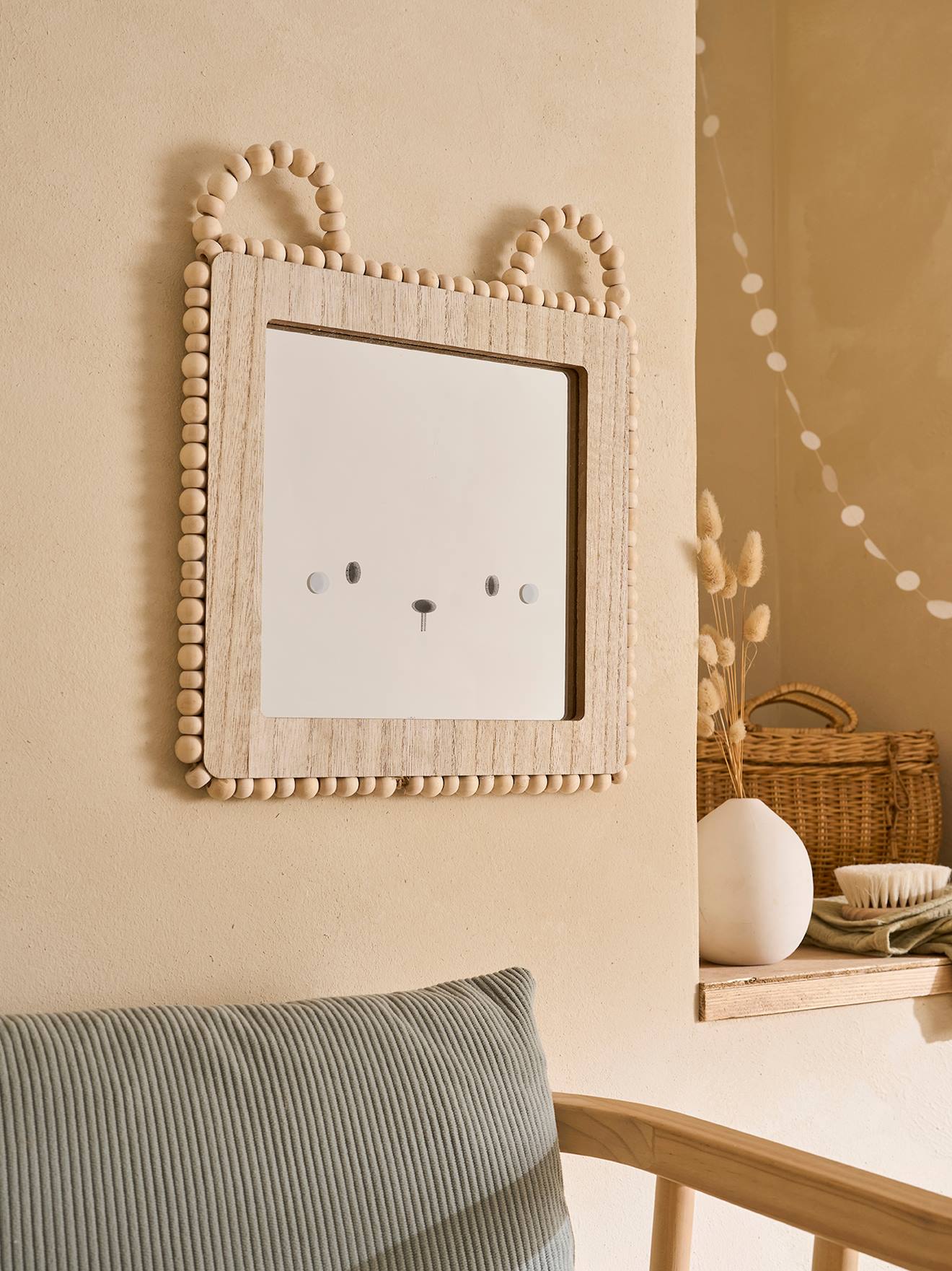 Vertbaudet Kinderzimmer Spiegel Mit Bärengesicht Hygge Braun Einheitsgröße