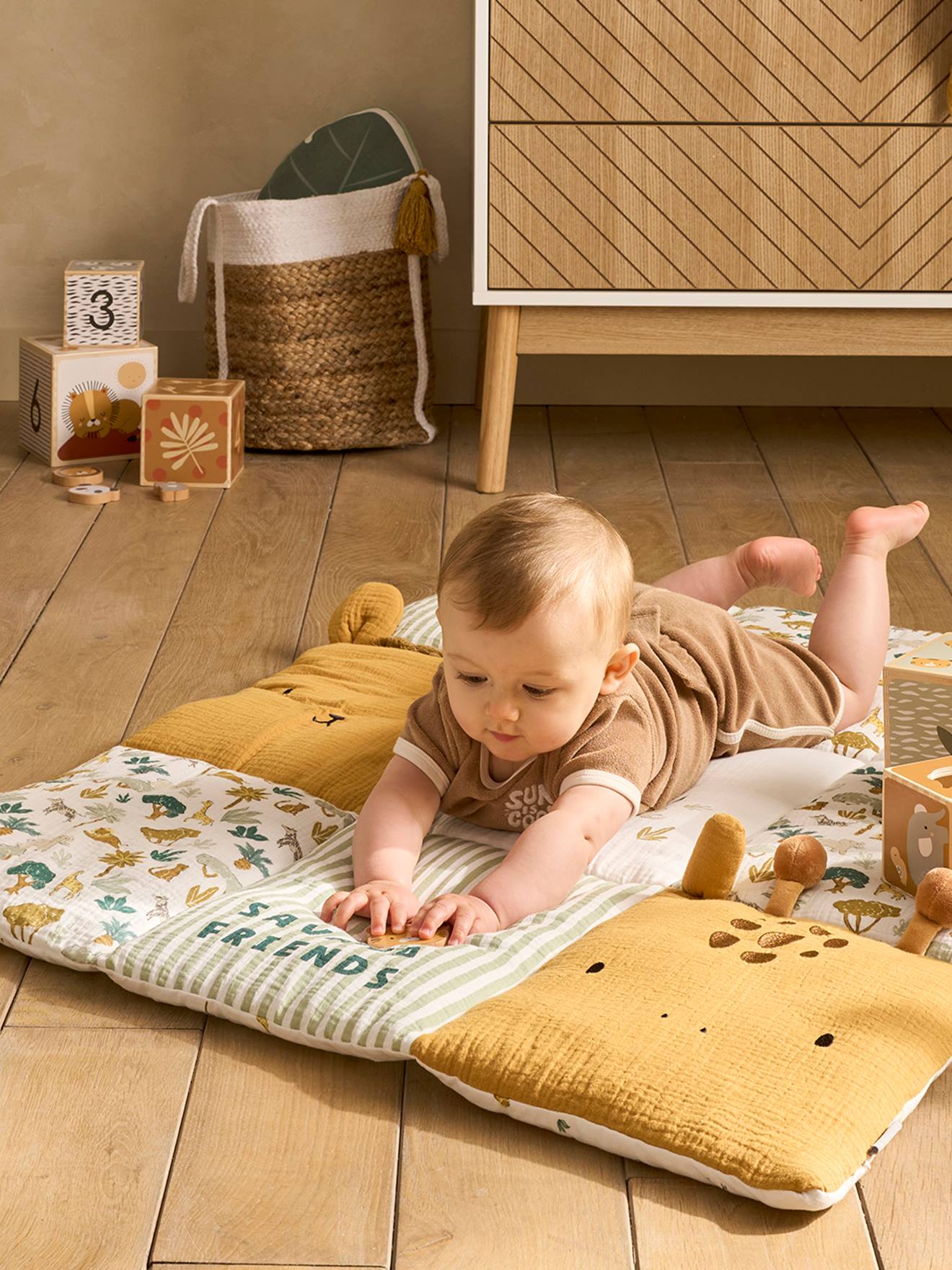 Thumbnail - Baby Patchwork-Spieldecke/Laufstalleinlage SAVANNE