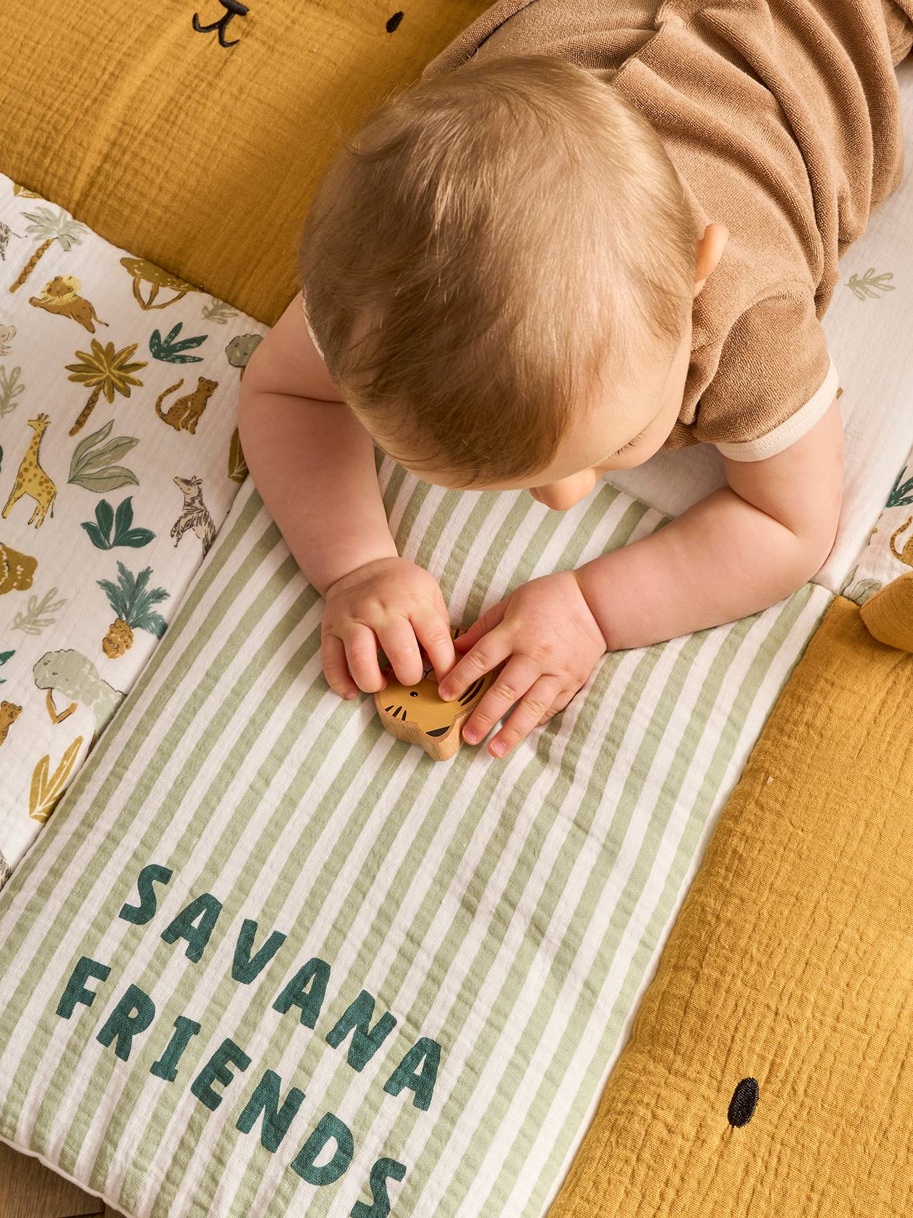 Thumbnail - Baby Patchwork-Spieldecke/Laufstalleinlage SAVANNE