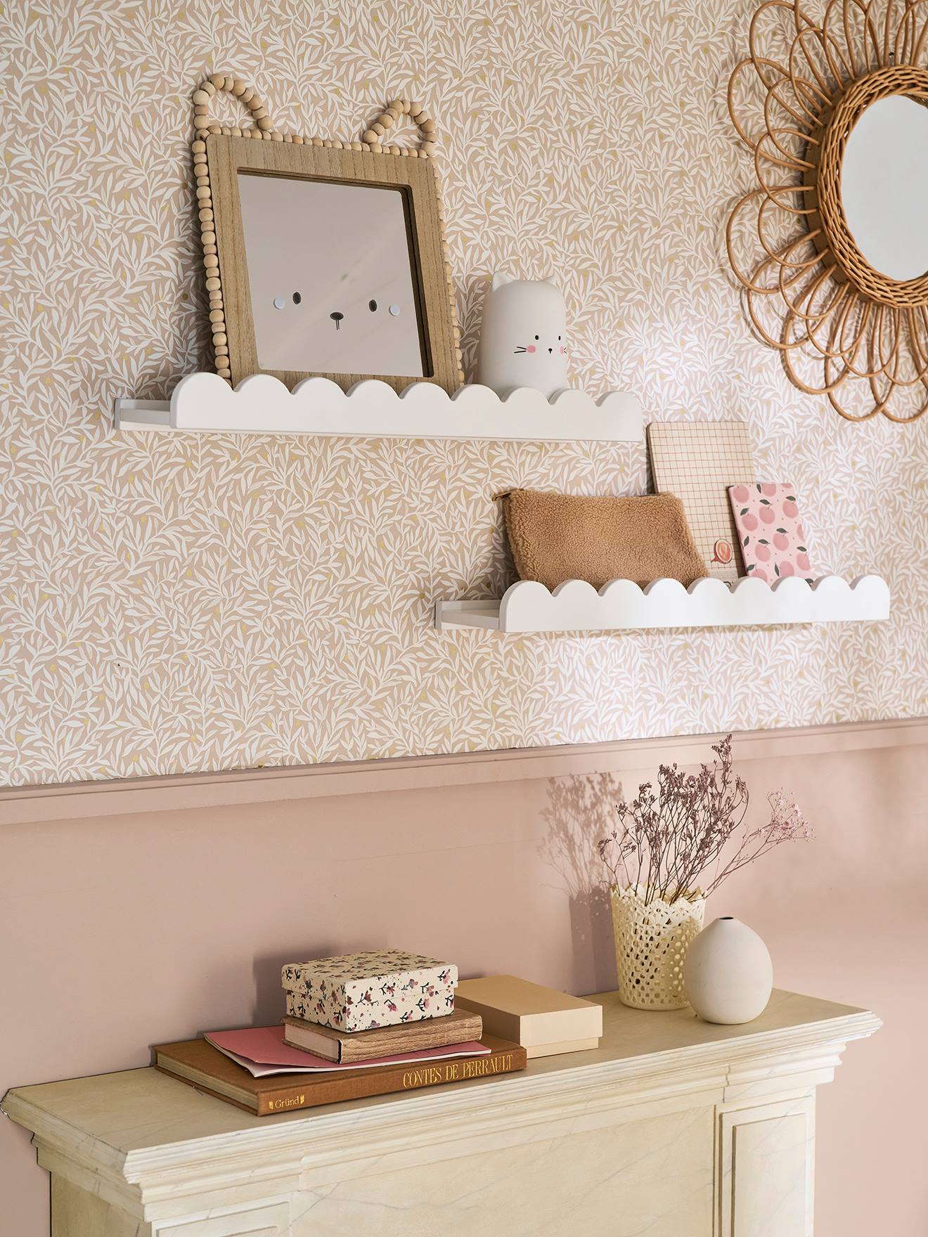 Vertbaudet 2Er-Set Wandregale Feston Kinderzimmer Weiß Einheitsgröße