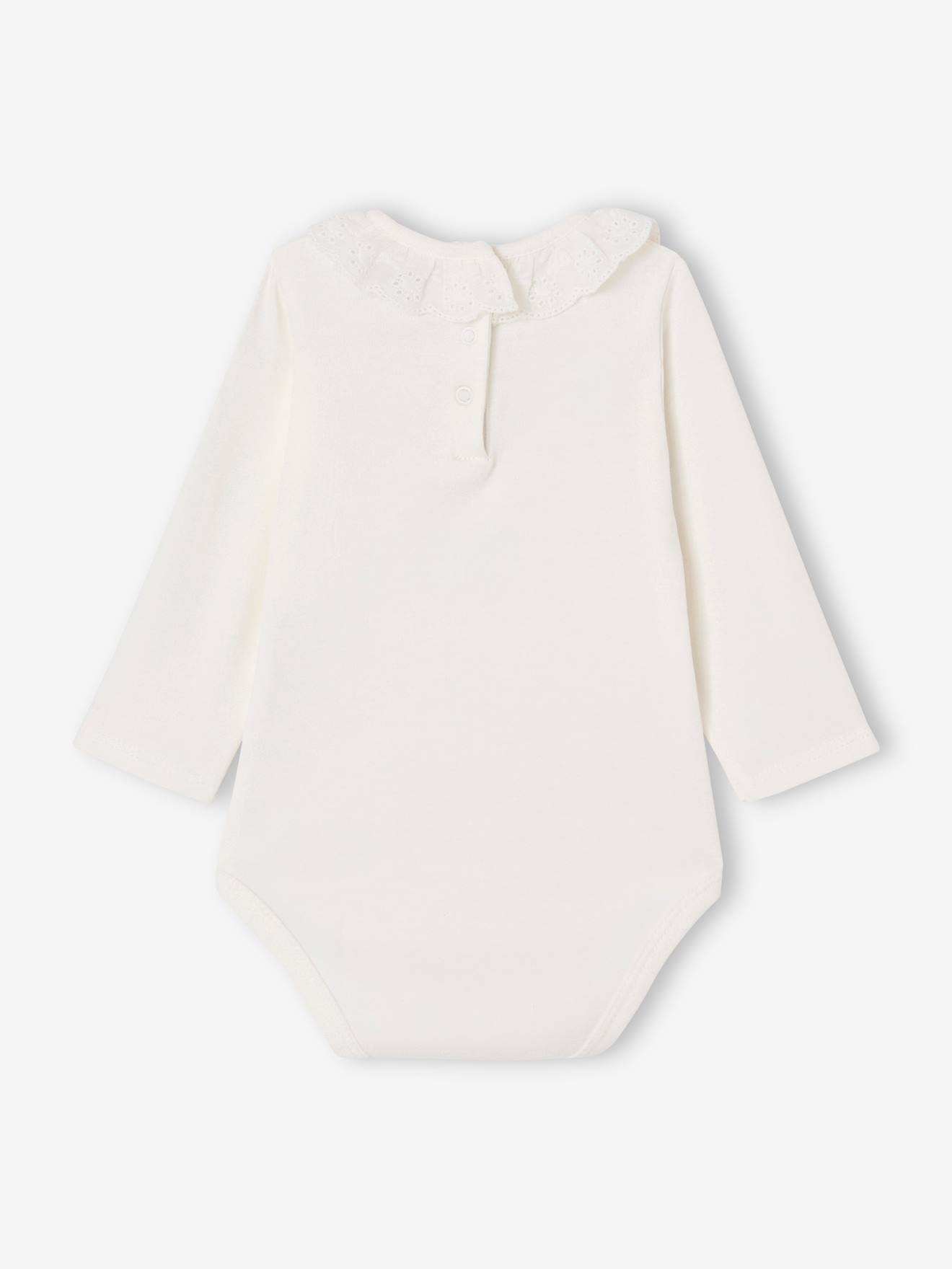 Thumbnail - Bio-Kollektion: Baby Langarm-Body mit besticktem Kragen