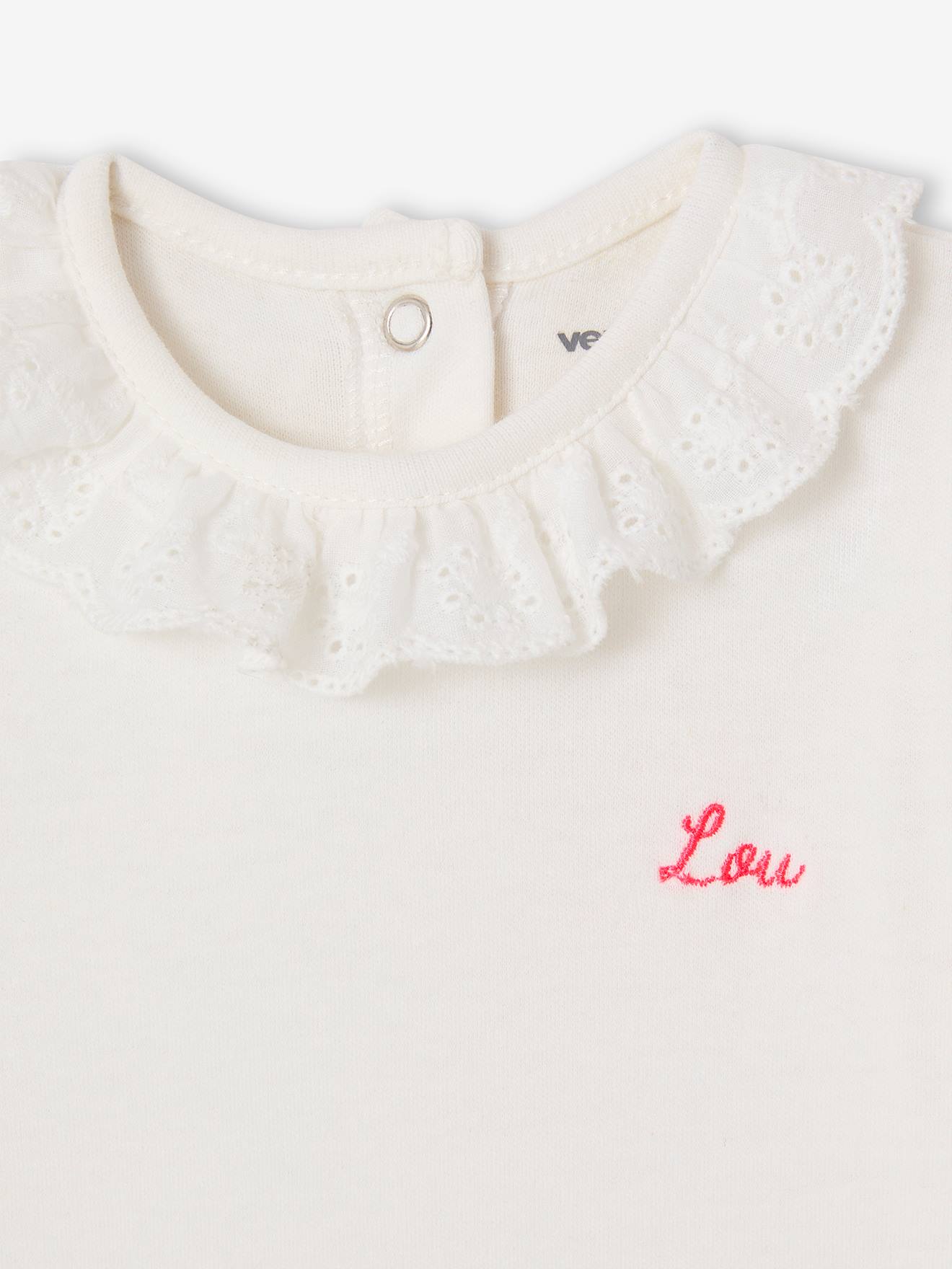 Thumbnail - Bio-Kollektion: Baby Langarm-Body mit besticktem Kragen