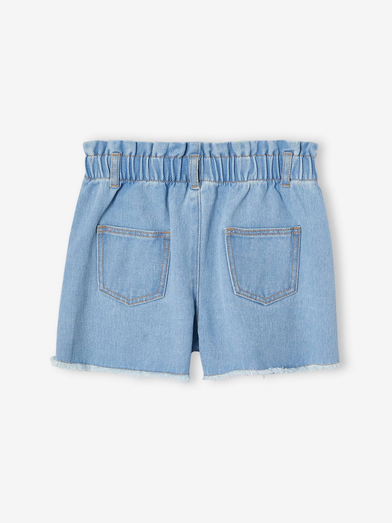 Thumbnail - Mädchen Oversized-Jeansshorts mit gestickten Blumen helles