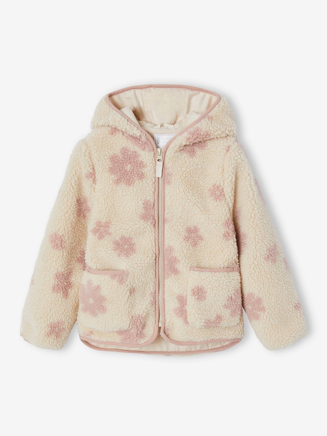 Übergangsjacke aus Teddyfleece mit Kapuze