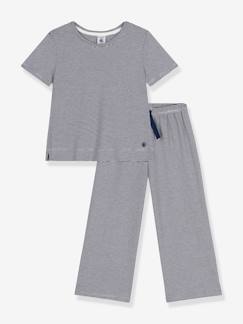 Maedchenkleidung-Schlafanzüge & Nachthemden-Kurzärmeliger Kinder Schlafanzug PETIT BATEAU mit Streifen