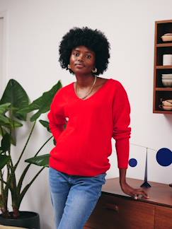 Umstandsmode-Pullover & Strickjacken-Flauschiger Umstandspullover mit V-Ausschnitt