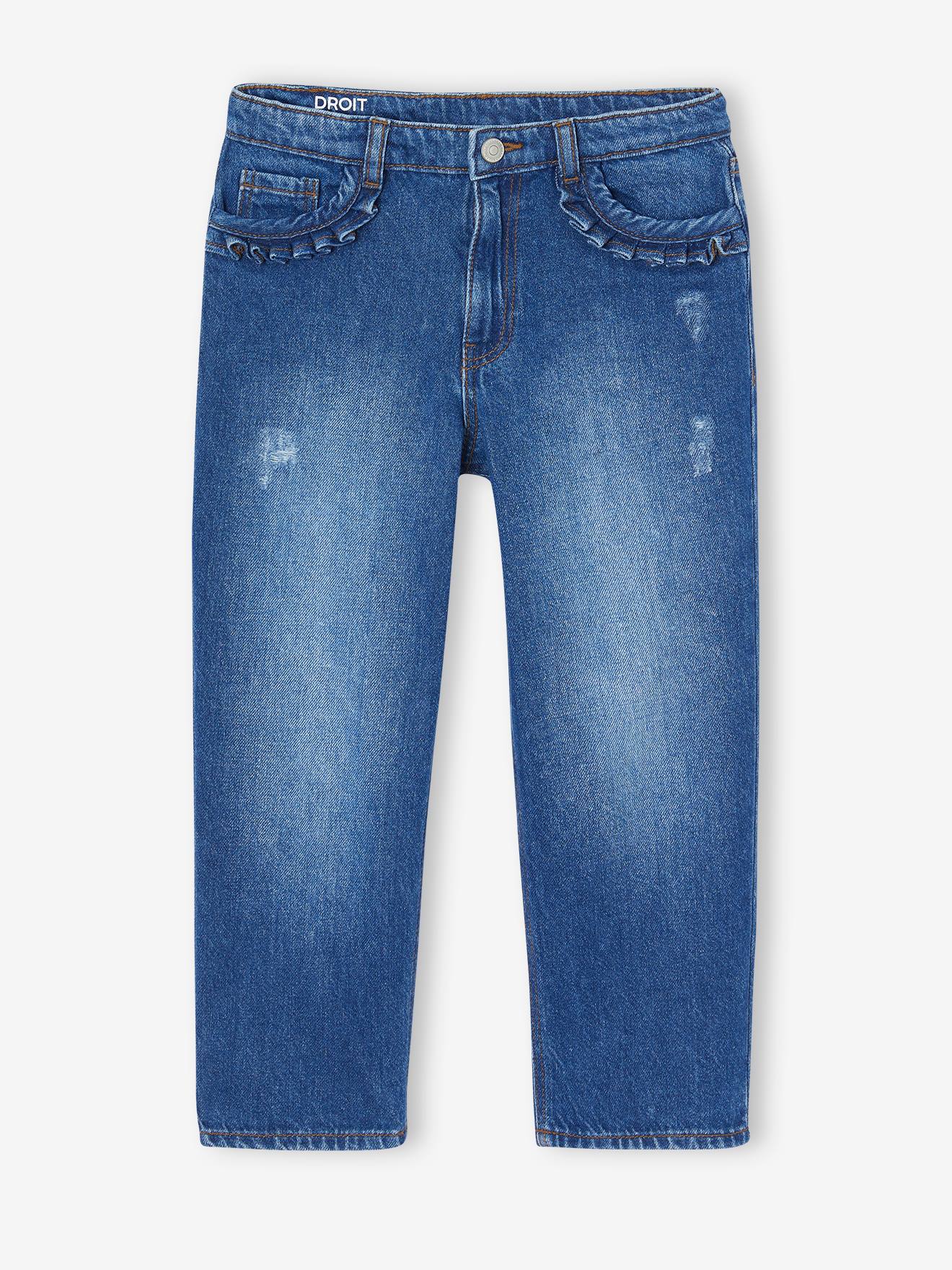 Gerade Mädchen Jeans, COMFORT dunkel blau Gr. 116 von vertbaudet
