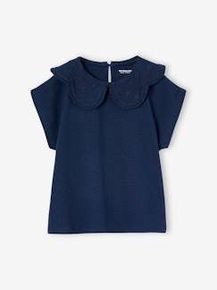 Maedchenkleidung-Shirts & Rollkragenpullover-Mädchen T-Shirt mit besticktem Kragen