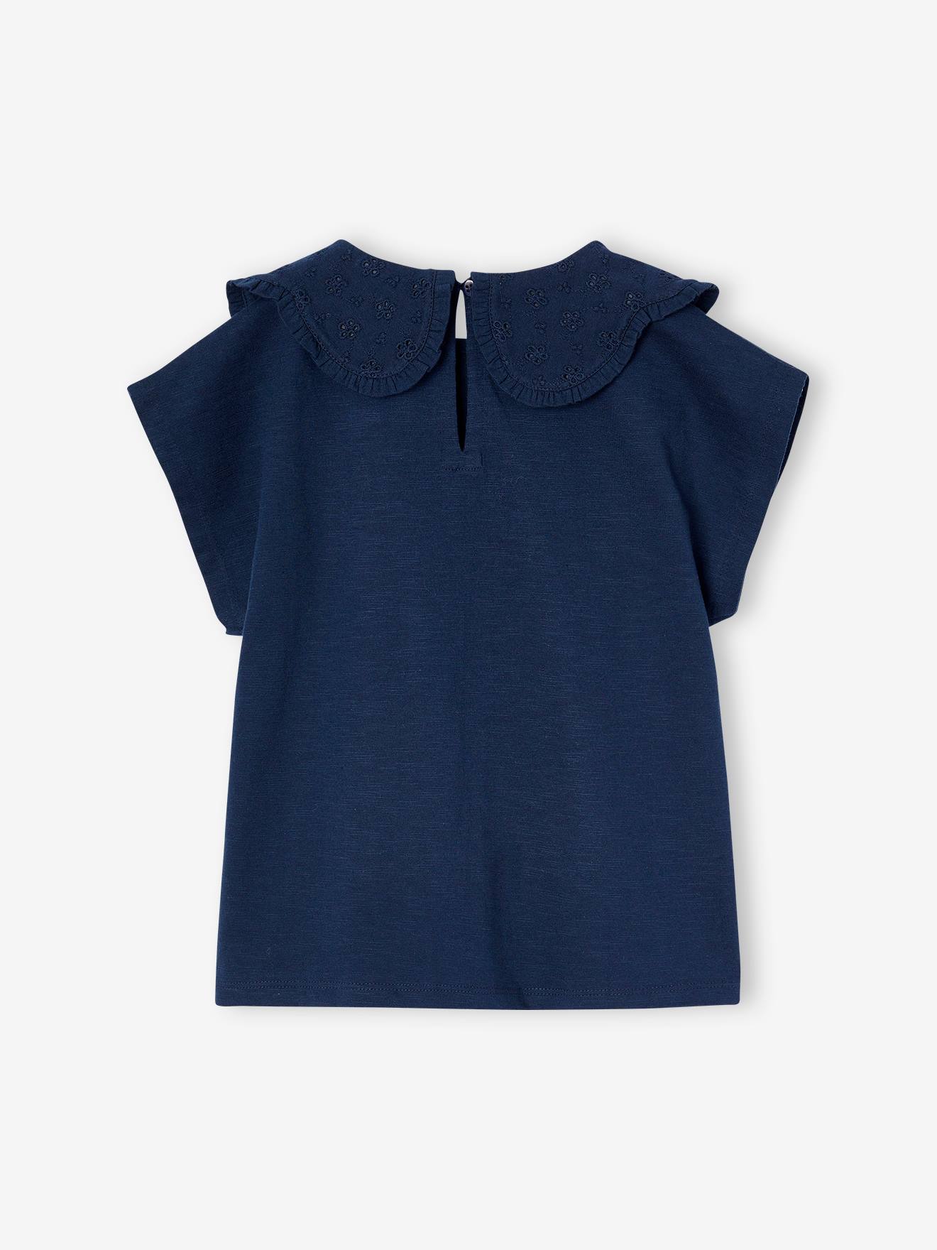 Thumbnail - Mädchen T-Shirt mit besticktem Kragen