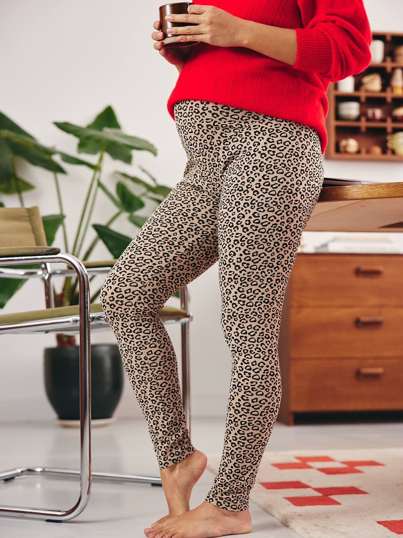 Umstandsleggings mit Leopardenmuster