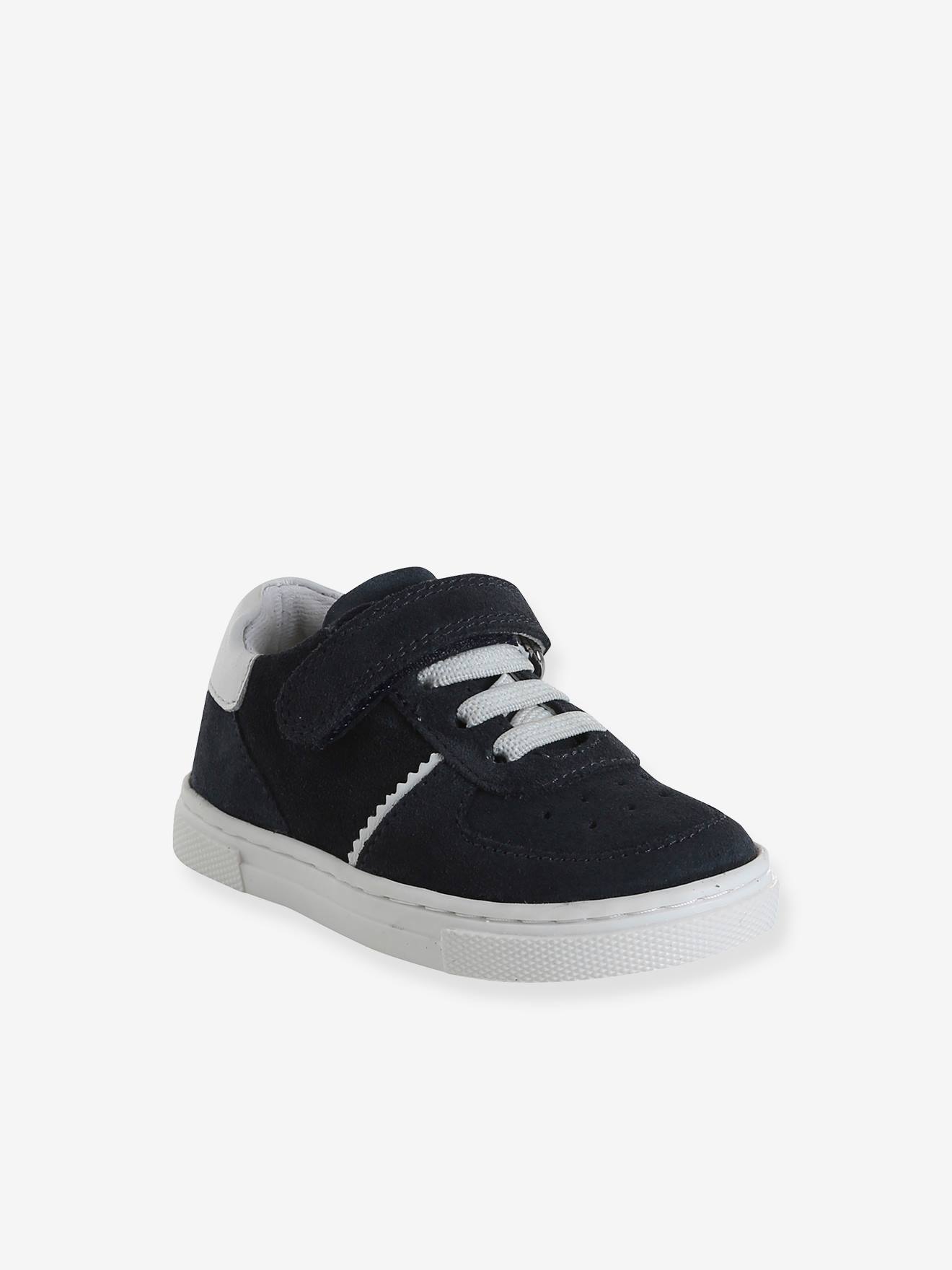 Baby Ledersneakers mit Klett und elastischer Schnürung