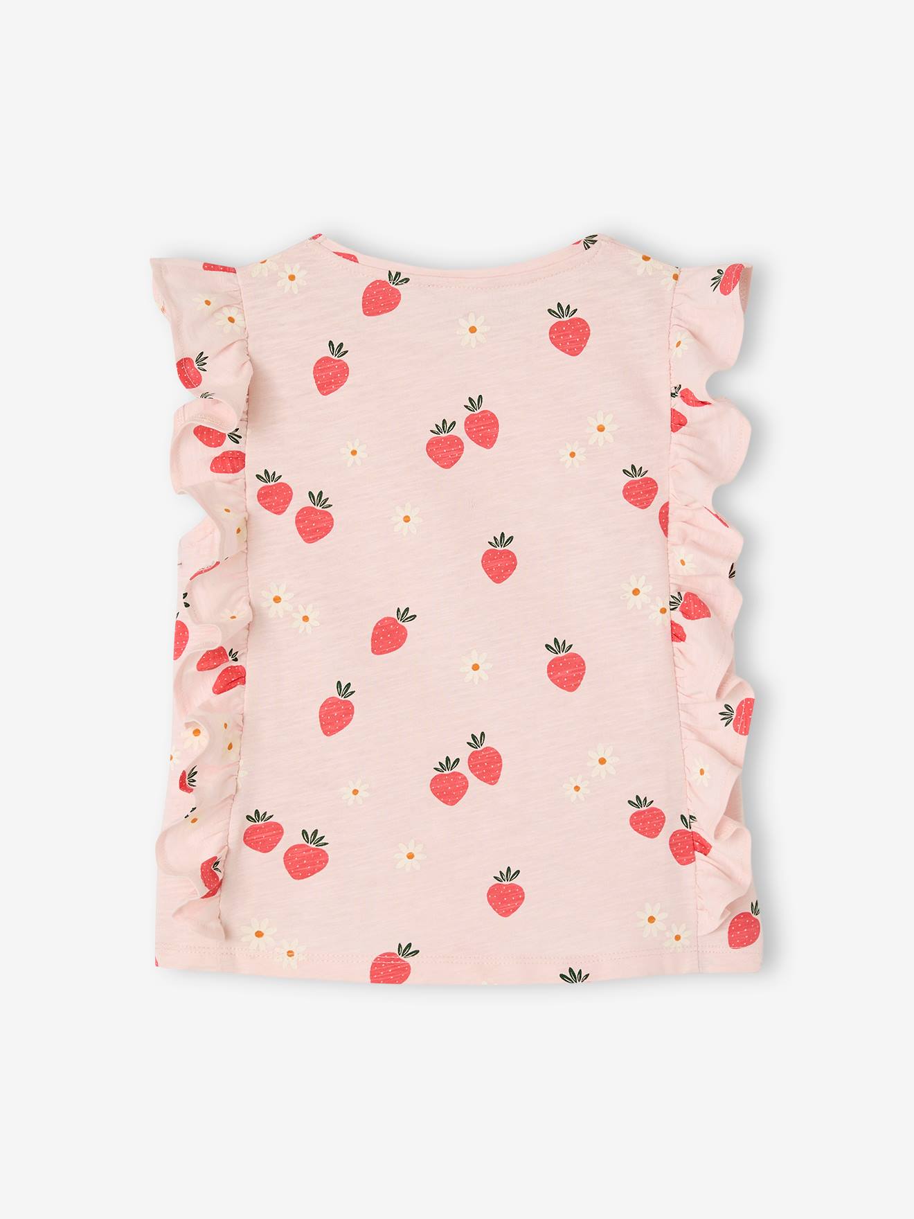 Thumbnail - Mädchen T-Shirt mit Volants und Erdbeeren hell