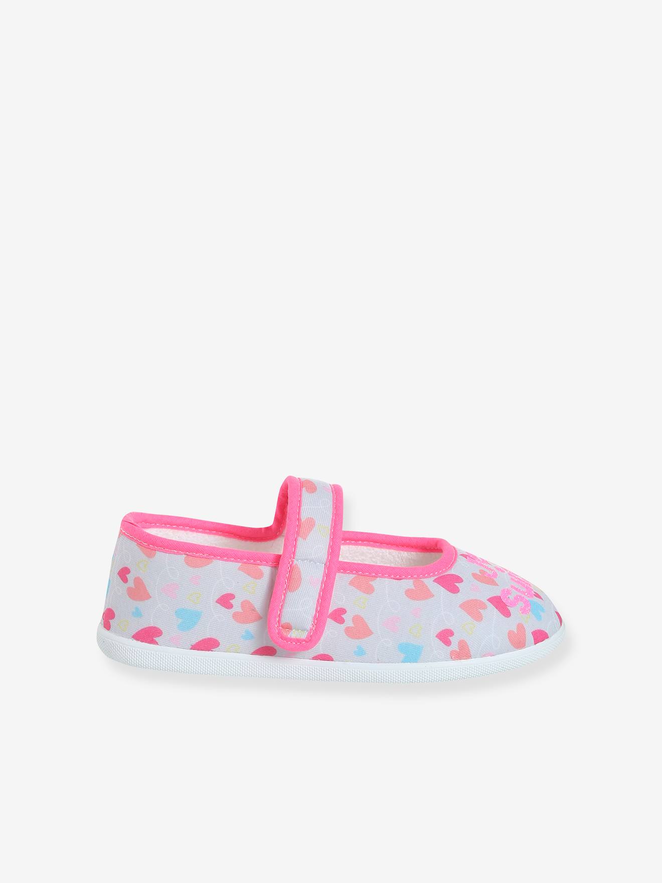 Thumbnail - Mädchen Stoff-Hausschuhe mit Klett