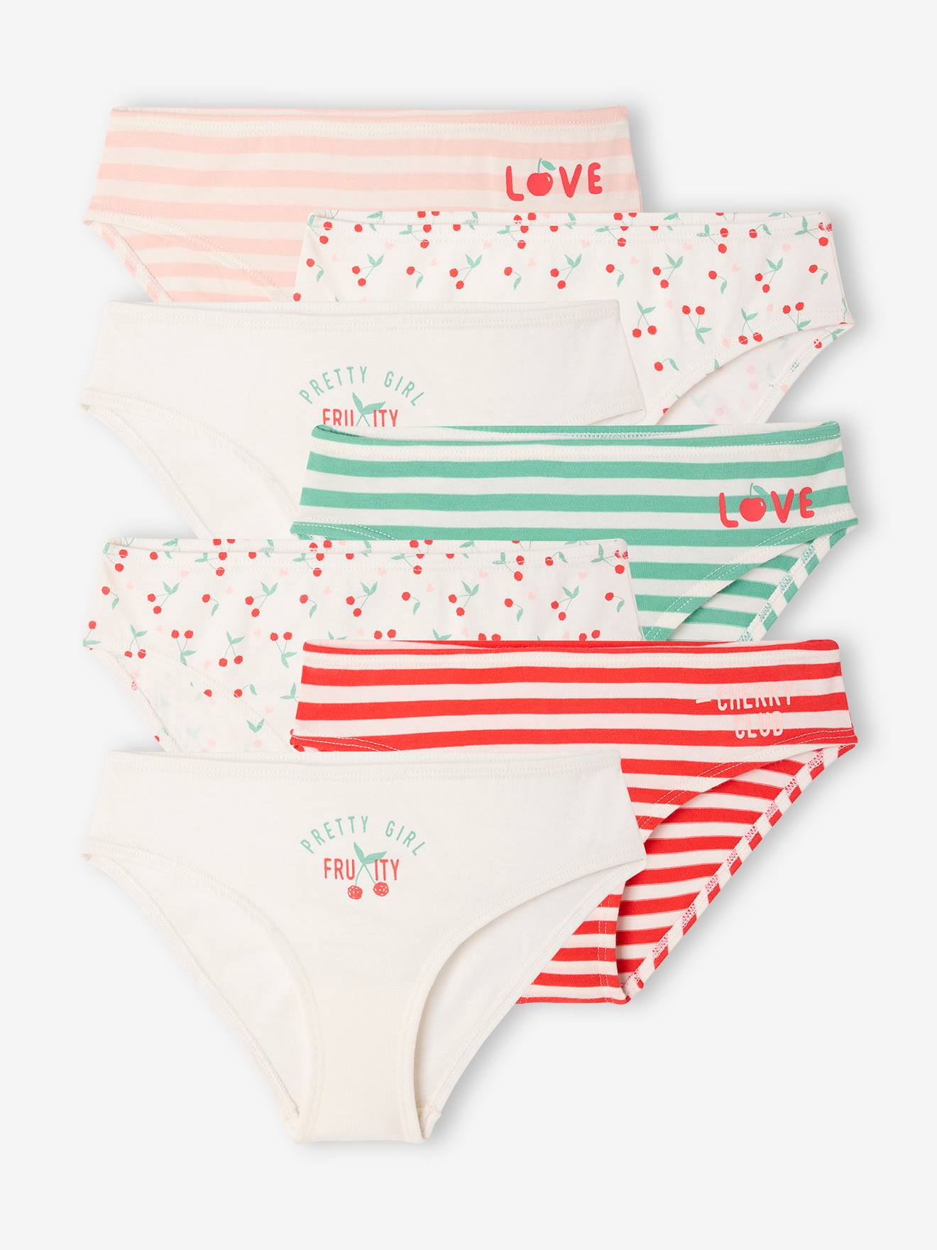 7er-Pack Mädchen Slips mit Kirschen