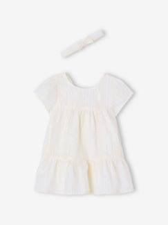 Babymode-Festliches Baby-Set: Kleid & Haarband mit Glanzstreifen