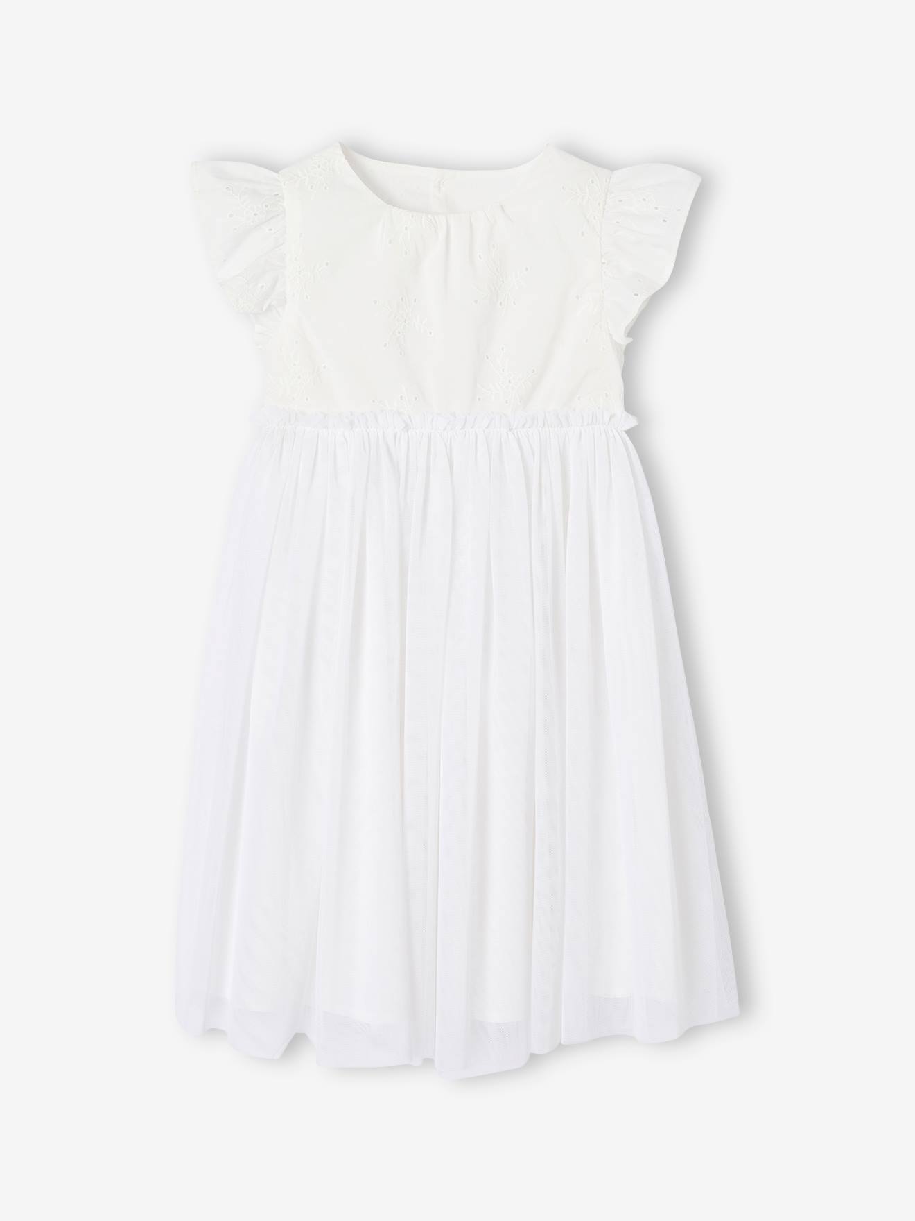 Thumbnail - Mädchen Festkleid mit Lochstickereien und Tüllrock
