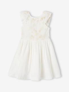 Maedchenkleidung-Mädchen Festkleid mit gestickten Glanz-Blumen
