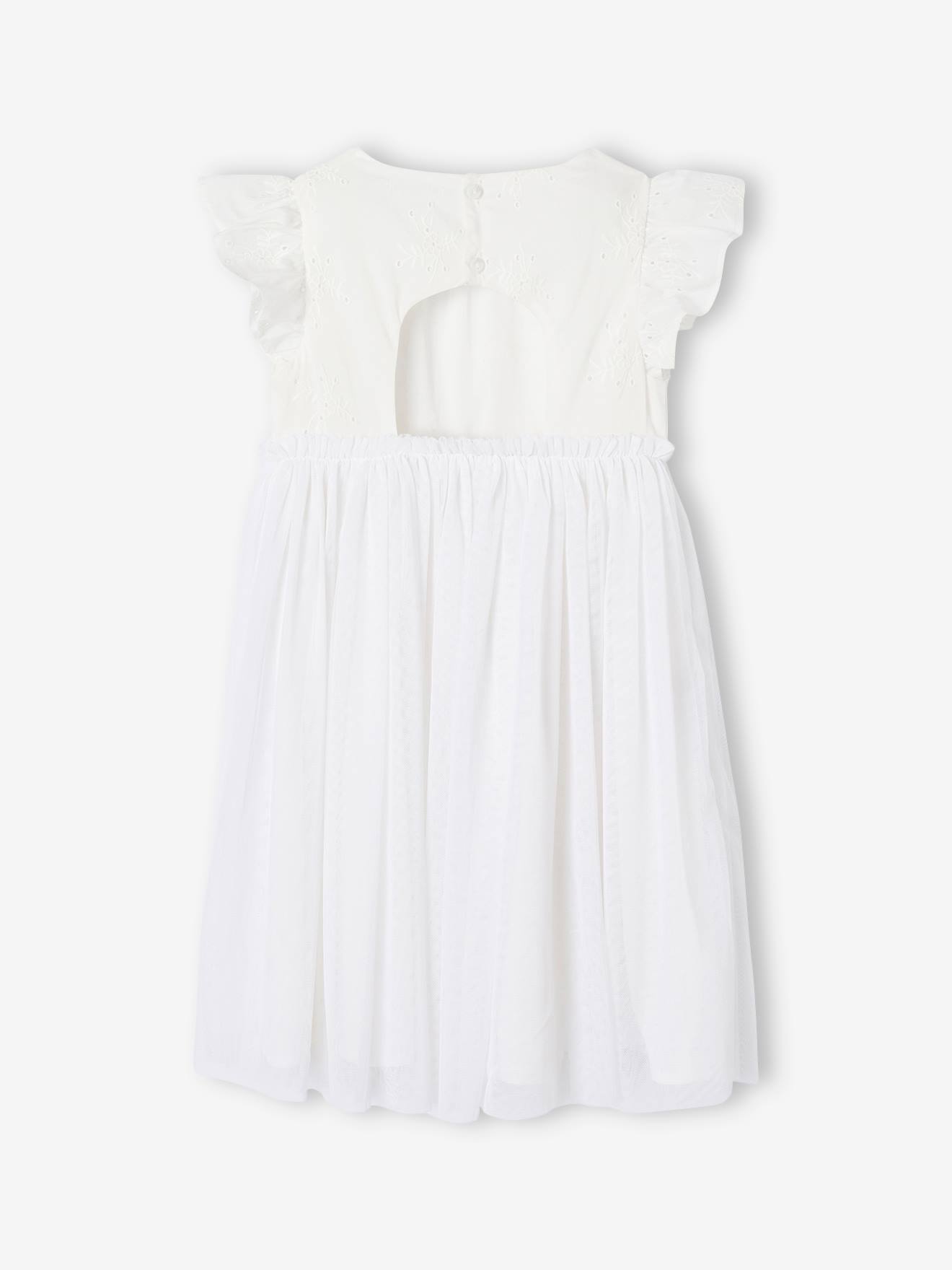 Thumbnail - Mädchen Festkleid mit Lochstickereien und Tüllrock