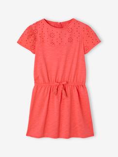 Maedchenkleidung-Kleider-Mädchen Kleid mit Lochstickerei