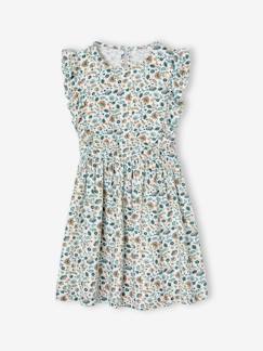 Maedchenkleidung-Kleider-Mädchen Volantkleid aus Seersucker