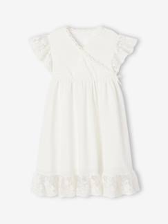 Maedchenkleidung-Festliches Mädchen Wickelkleid mit Tüll-Akzenten