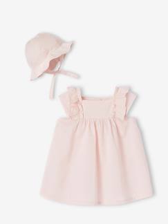 Babymode-Mädchen Baby Geschenk-Set: Kleid & Sonnenhut