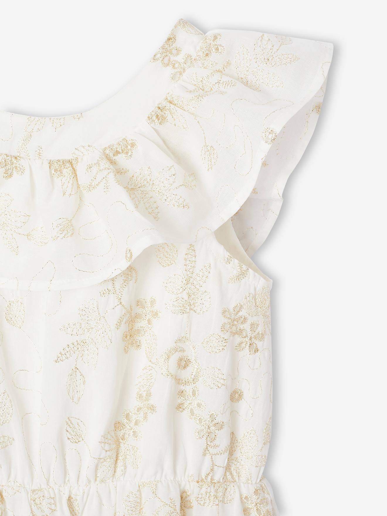 Thumbnail - Festlicher kurzer Mädchen Jumpsuit mit gestickten Glanzblumen