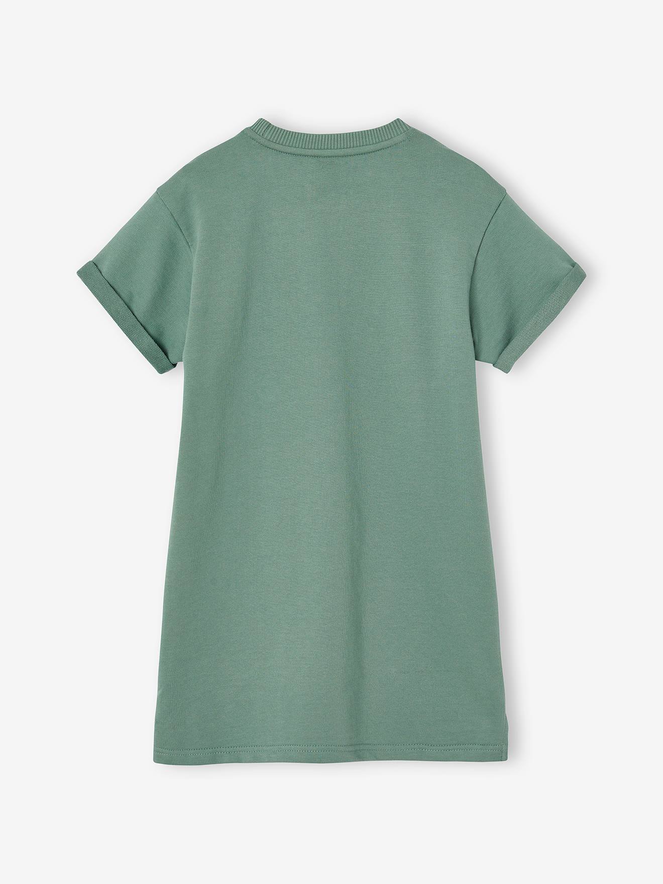 Thumbnail - Leichtes Mädchen Sweatkleid mit Aufdruck salbei