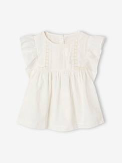 Maedchenkleidung-Festliche Mädchen Bluse mit Lochstickereien