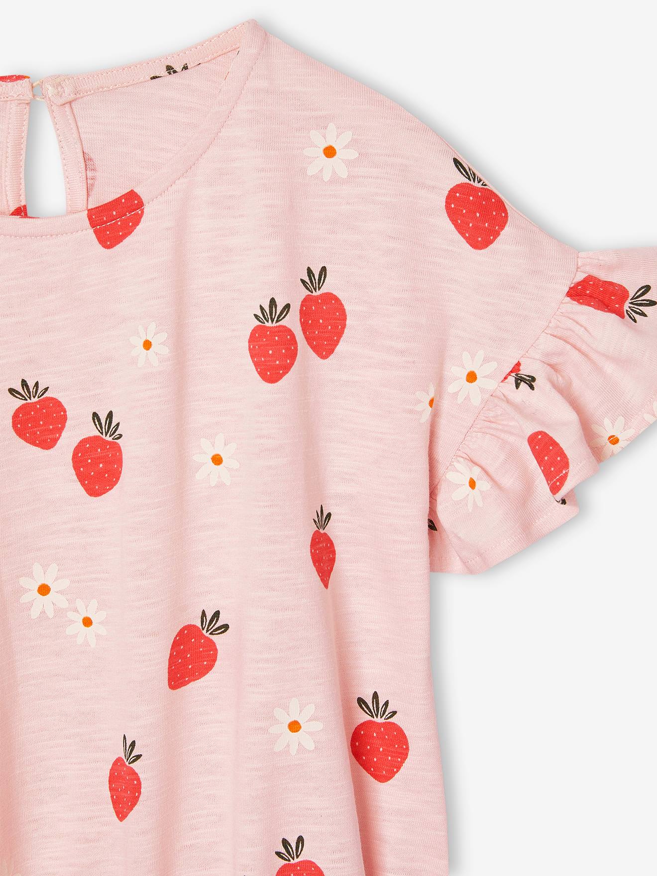 Thumbnail - Mädchen Volantkleid mit Erdbeeren hell