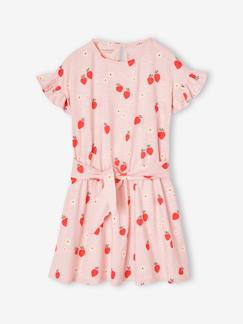 Maedchenkleidung-Kleider-Mädchen Volantkleid mit Erdbeeren