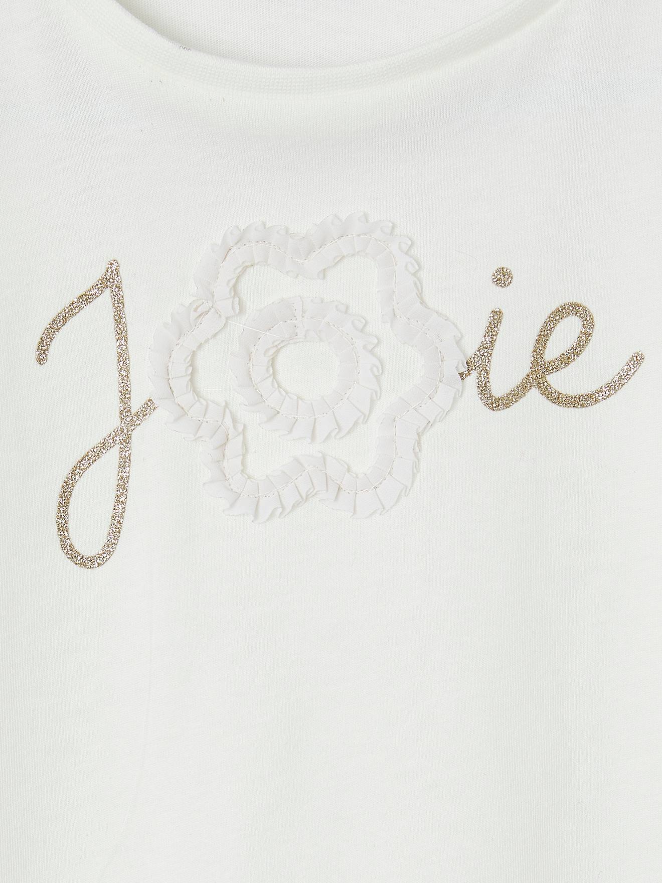Thumbnail - Festliches Mädchen T-Shirt mit Reliefblume und Glitzerschrift