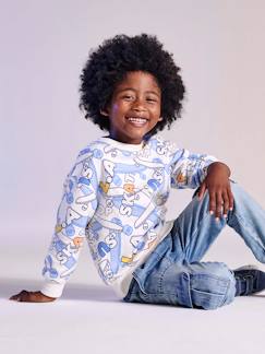 Jungenkleidung-Pullover, Strickjacken, Sweatshirts-Sweatshirts-Jungen Sweatshirt mit Skater-Print und Recycling-Polyester