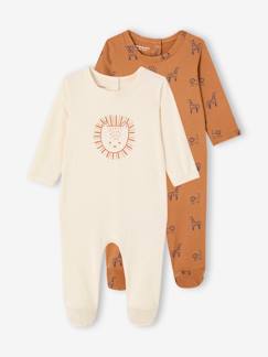 Babymode-Strampler & Schlafanzüge-Bio-Kollektion: 2er-Pack Baby Strampler SAFARI