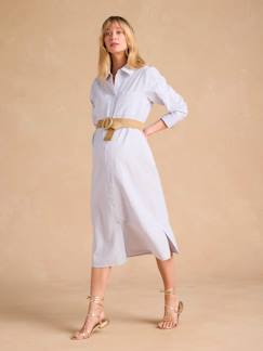 Umstandsmode-Umstandskleider-Hemdblusenkleid für Schwangerschaft und Stillzeit ENVIE DE FRAISE aus Leinenmix
