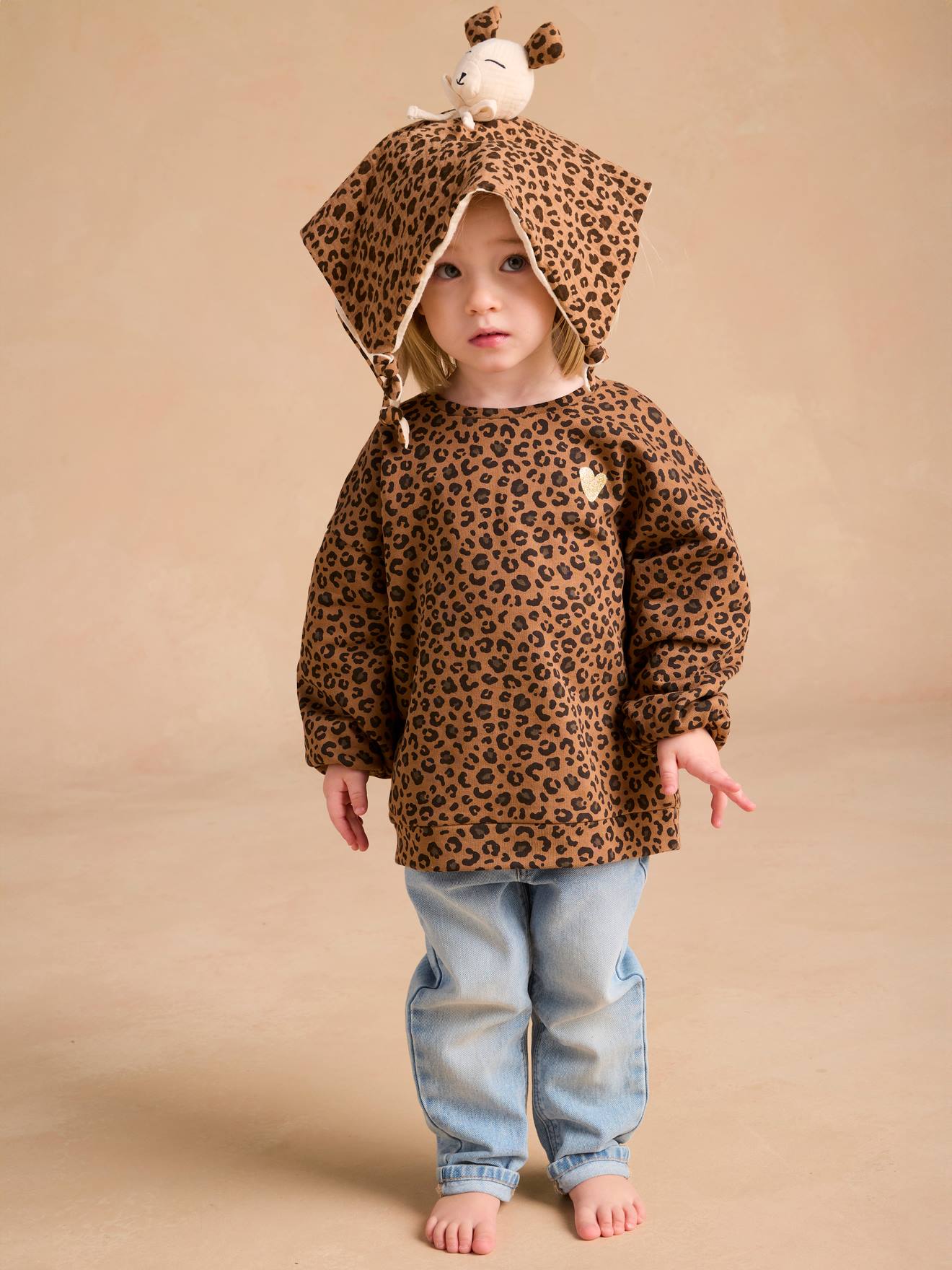Mädchen Sweatshirt ENVIE DE FRAISE Mama-Tochter-Capsule LEOPARD, Bio-Baumwolle beige Gr. 110