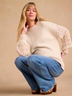 Umstandsmode-Pullover & Strickjacken-Umstandspullover ENVIE DE FRAISE mit Ärmeln aus Spitze, Recycling-Polyester