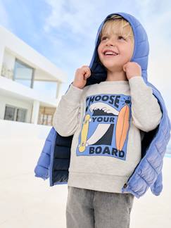 Jungenkleidung-Pullover, Strickjacken, Sweatshirts-Sweatshirts-Jungen Sweatshirt mit großem Skater-Motiv, Recycling-Polyester