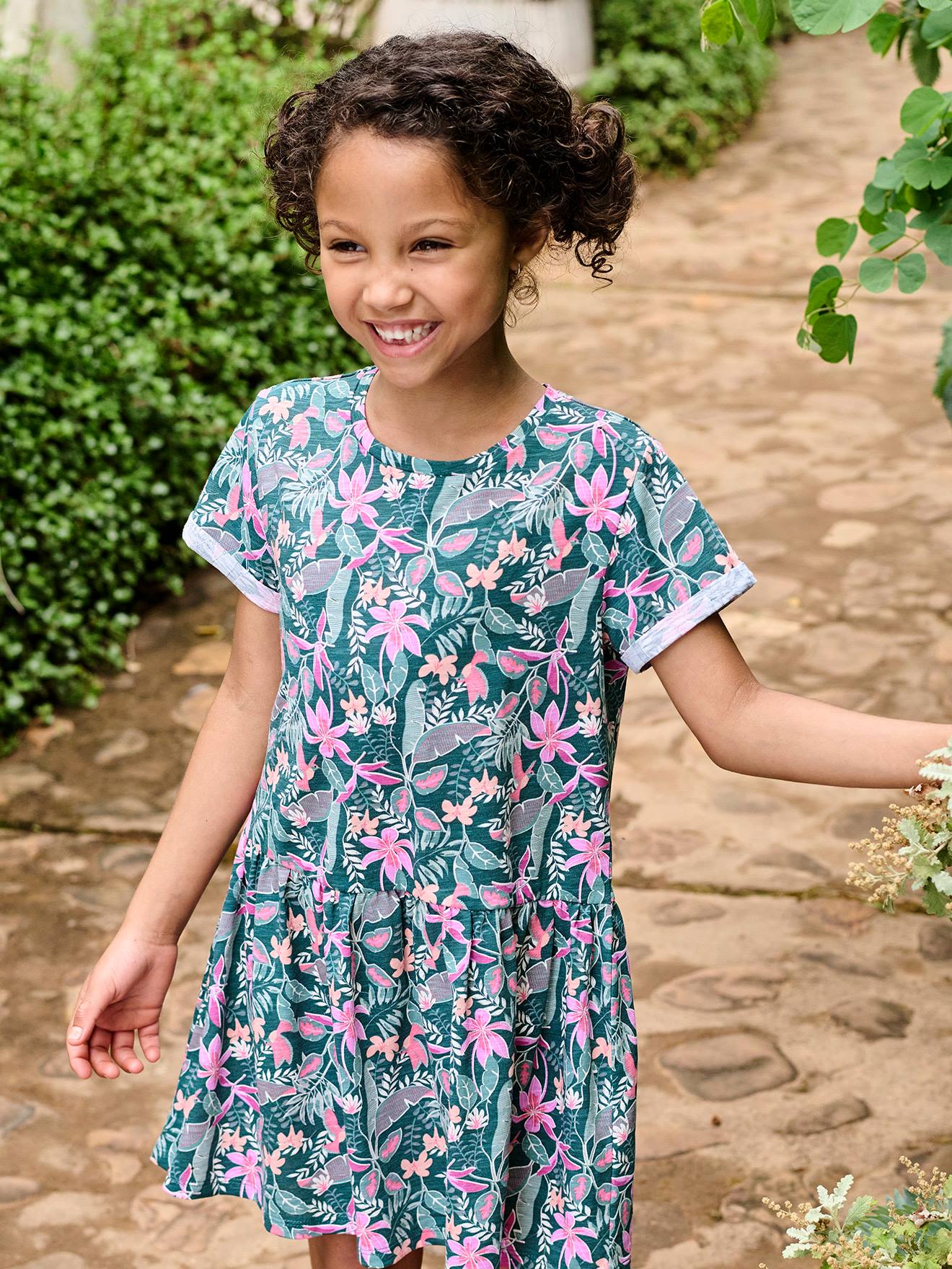 Mädchen Shirtkleid BASIC tropical print
