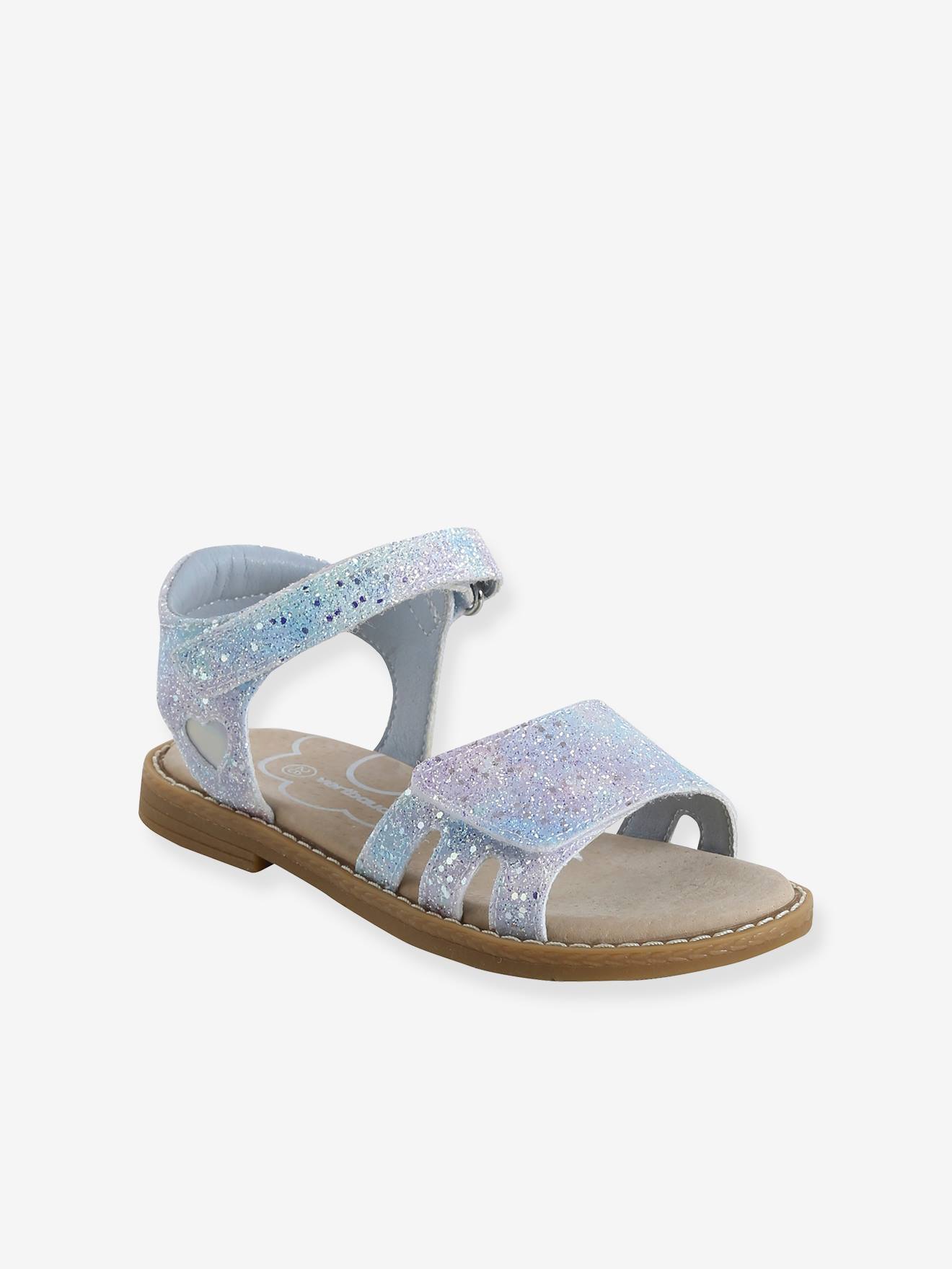 Kinder Klett-Sandalen mit Anziehtrick und Glanzeffekt set