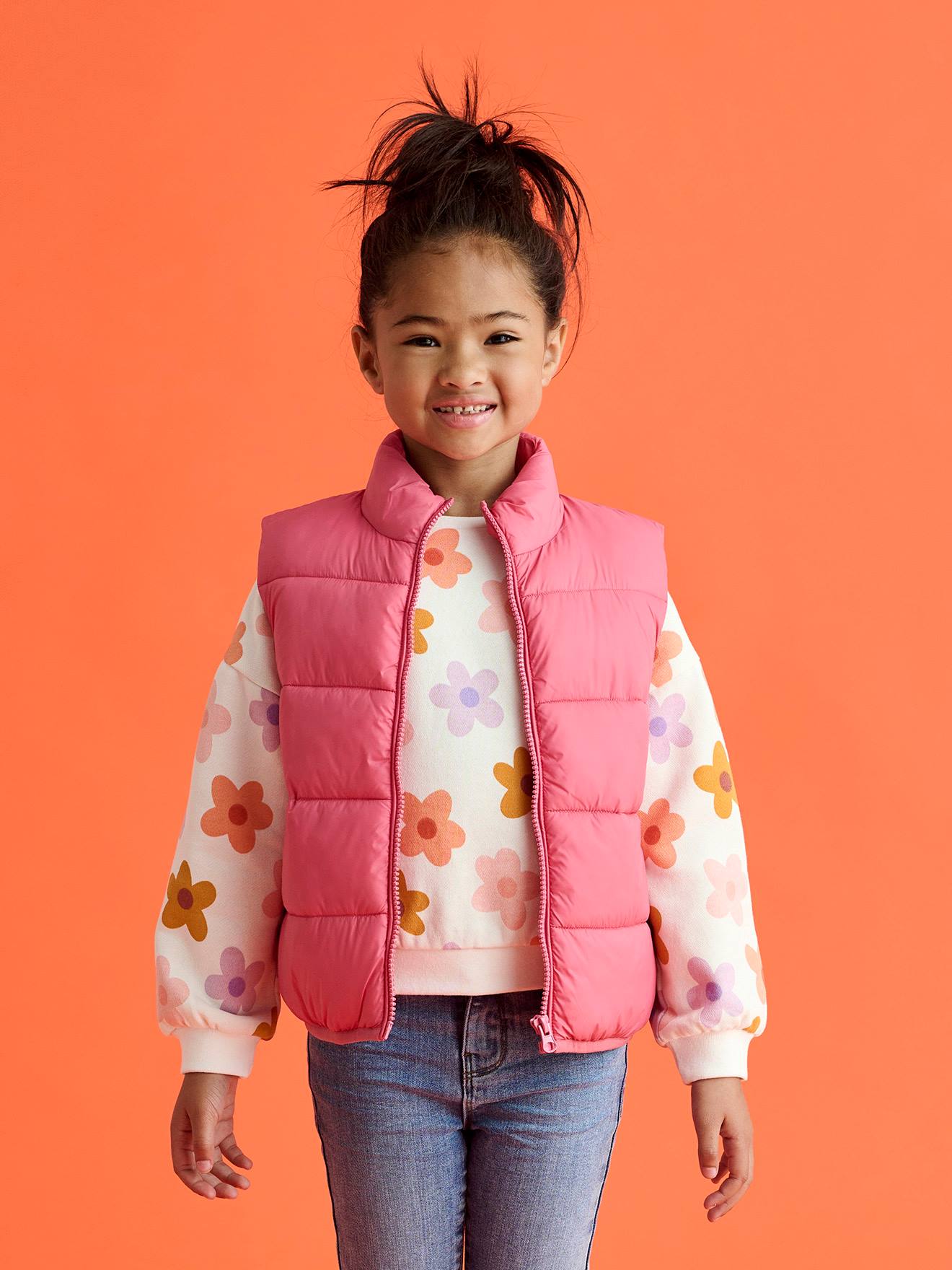 Mädchen Steppweste mit Recycling-Polyester, Übergangszeit rosa Gr. 122 von vertbaudet