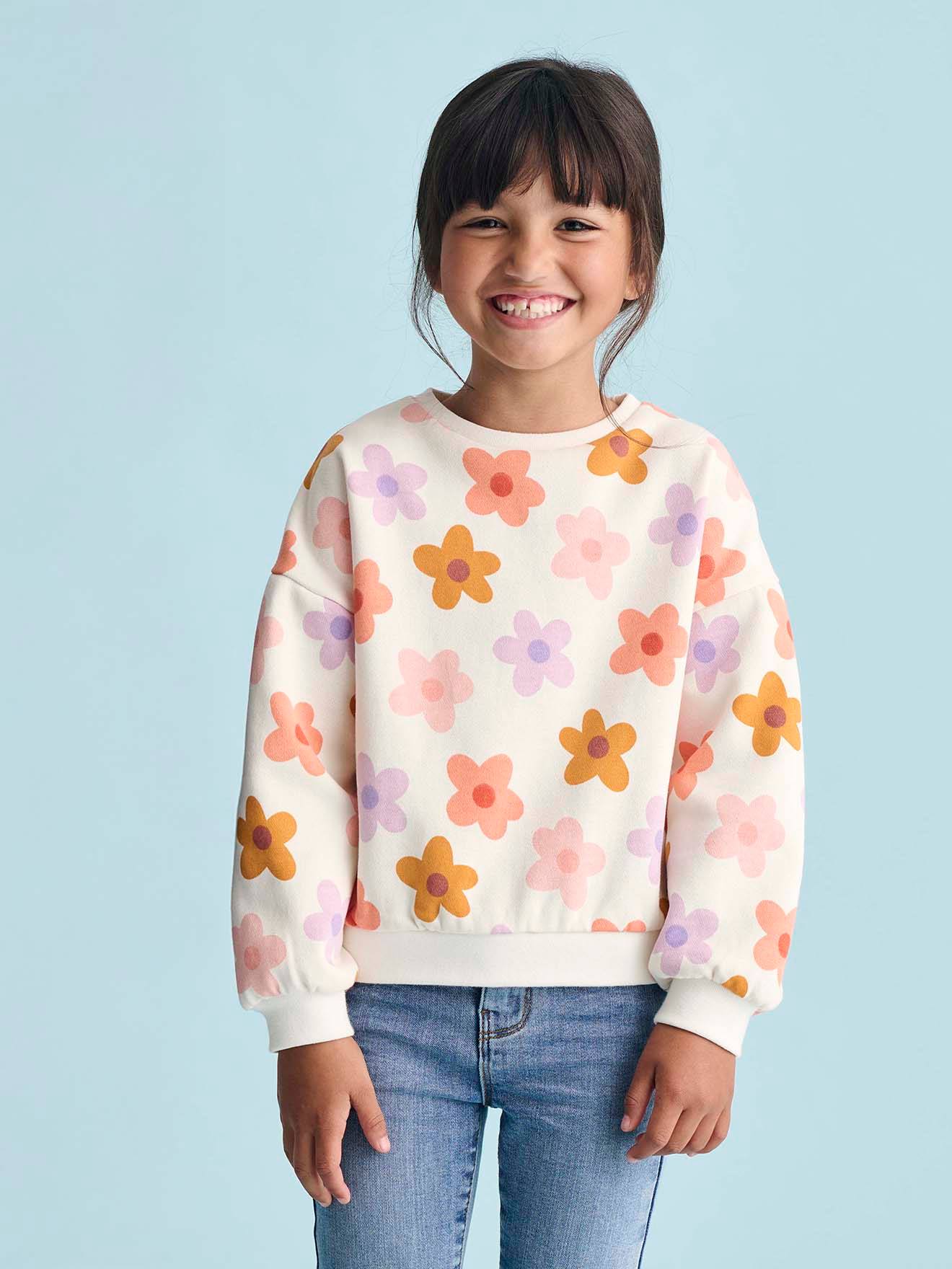 Vertbaudet Mädchen Sweatshirt Vanille Blumen 146/152